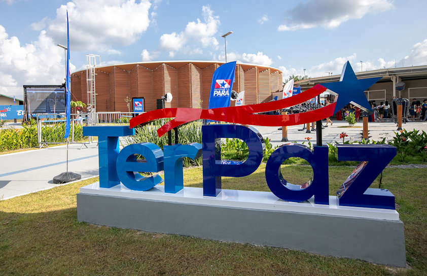 a sign outside of a stadium